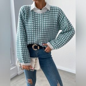 Allover Pattern Drop Shoulder Sweater Without Blouse